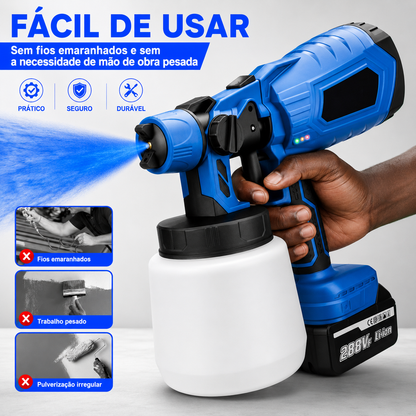 PISTOLA DE PINTURA ELÉCTRICA SEM FIO 1000ml COM BATERIA