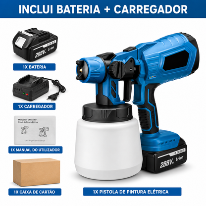 PISTOLA DE PINTURA ELÉCTRICA SEM FIO 1000ml COM BATERIA